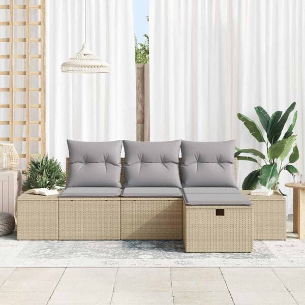 vidaXL Σετ Καναπέ Κήπου 4 pcs Μπεζ 55 x 62 x 69 εκ Πολυ ράταν