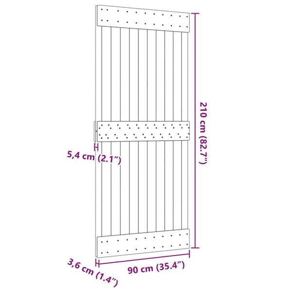 vidaXL Πόρτα NARVIK 90 x 210 εκ. από Μασίφ Ξύλο Πεύκου