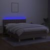 vidaXL &Kappa;&rho;&epsilon;&beta;ά&tau;&iota; Boxspring &mu;&epsilon; &Sigma;&tau;&rho;ώ&mu;&alpha; & LED Taupe 140x190 &epsilon;&kappa;. &Upsilon;&phi;&alpha;&sigma;&mu;ά&tau;&iota;&nu;&omicron;