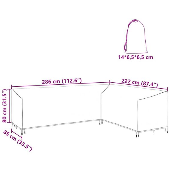 vidaXL Κάλυμμα Επίπλων Εξωτερικού Χώρου 286 x 222 x 80 εκ. Ύφασμα 600D