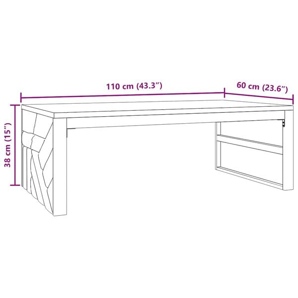 vidaXL Τραπεζάκι Σαλονιού 110x60x38 εκ. από Μασίφ Ξύλο Teak