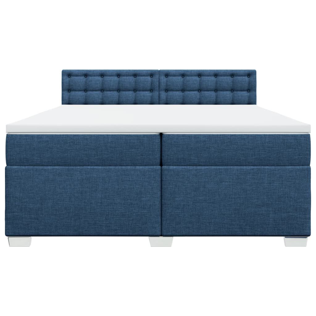 vidaXL Κρεβάτι Boxspring με Στρώμα Μπλε 200x200 εκ. Υφασμάτινο