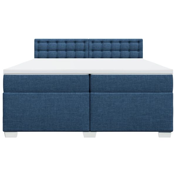 vidaXL Κρεβάτι Boxspring με Στρώμα Μπλε 200x200 εκ. Υφασμάτινο