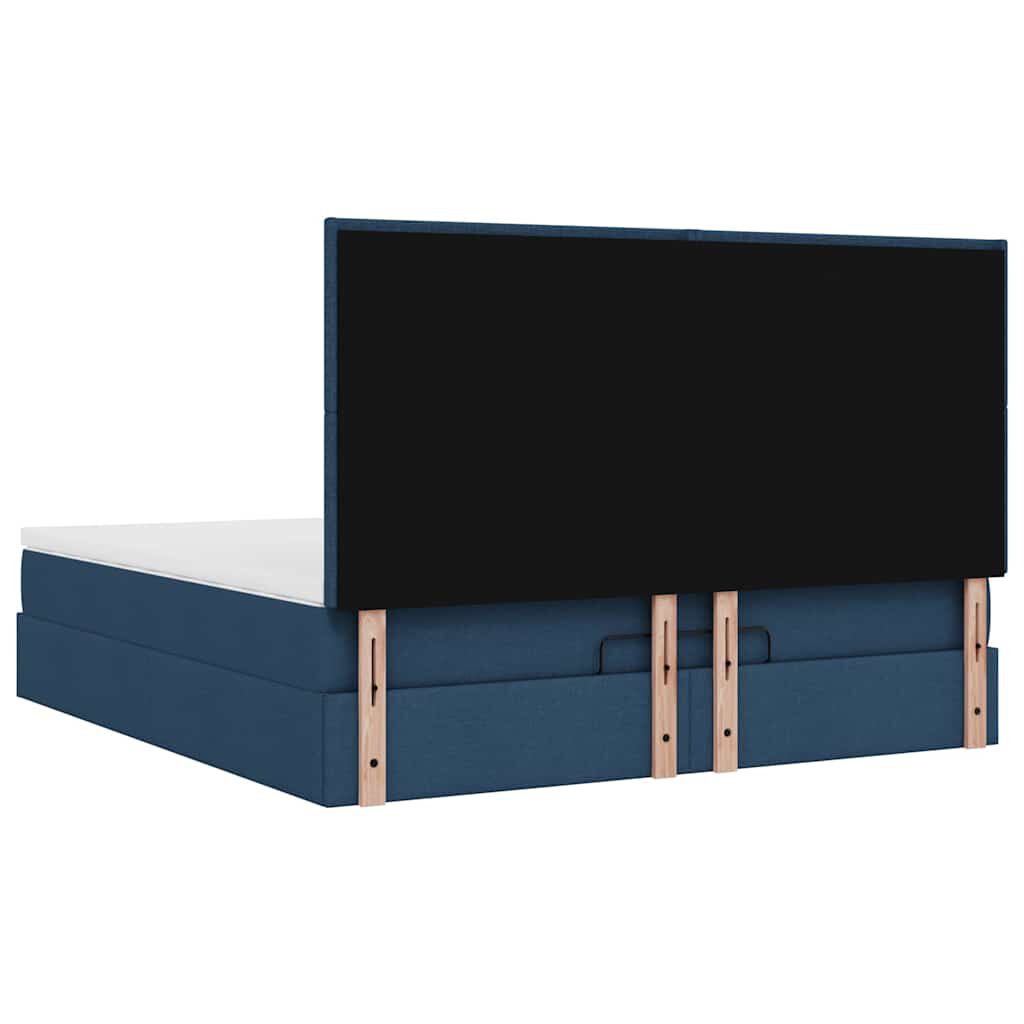 vidaXL Οθωμανικό κρεβάτι με στρώμα & LEDs Μπλε 160x200cm ύφασμα