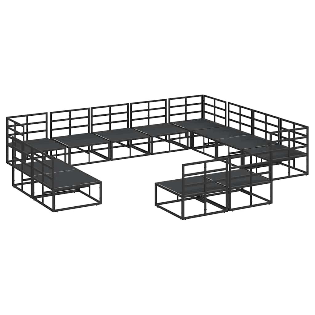 vidaXL Σετ Καναπέ Κήπου με μαξιλάρι 12 pcs Μαύρο Αλουμίνιο