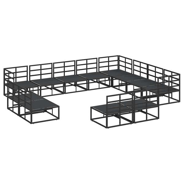 vidaXL Σετ Καναπέ Κήπου με μαξιλάρι 12 pcs Μαύρο Αλουμίνιο
