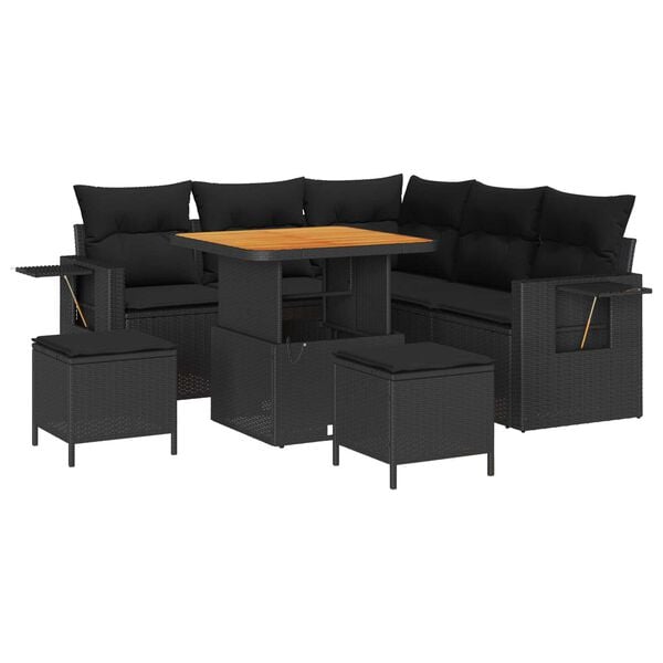 vidaXL Σετ Καναπέ Κήπου 8 pcs Μαύρο συνθετικό ρατάν