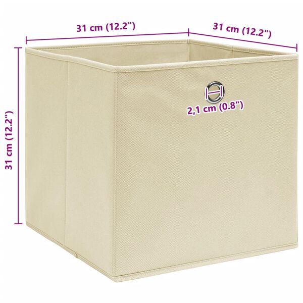 vidaXL Κουτιά Αποθήκευσης 4 τεμ. Κρεμ 32 x 32 x 32 εκ. Υφασμάτινα