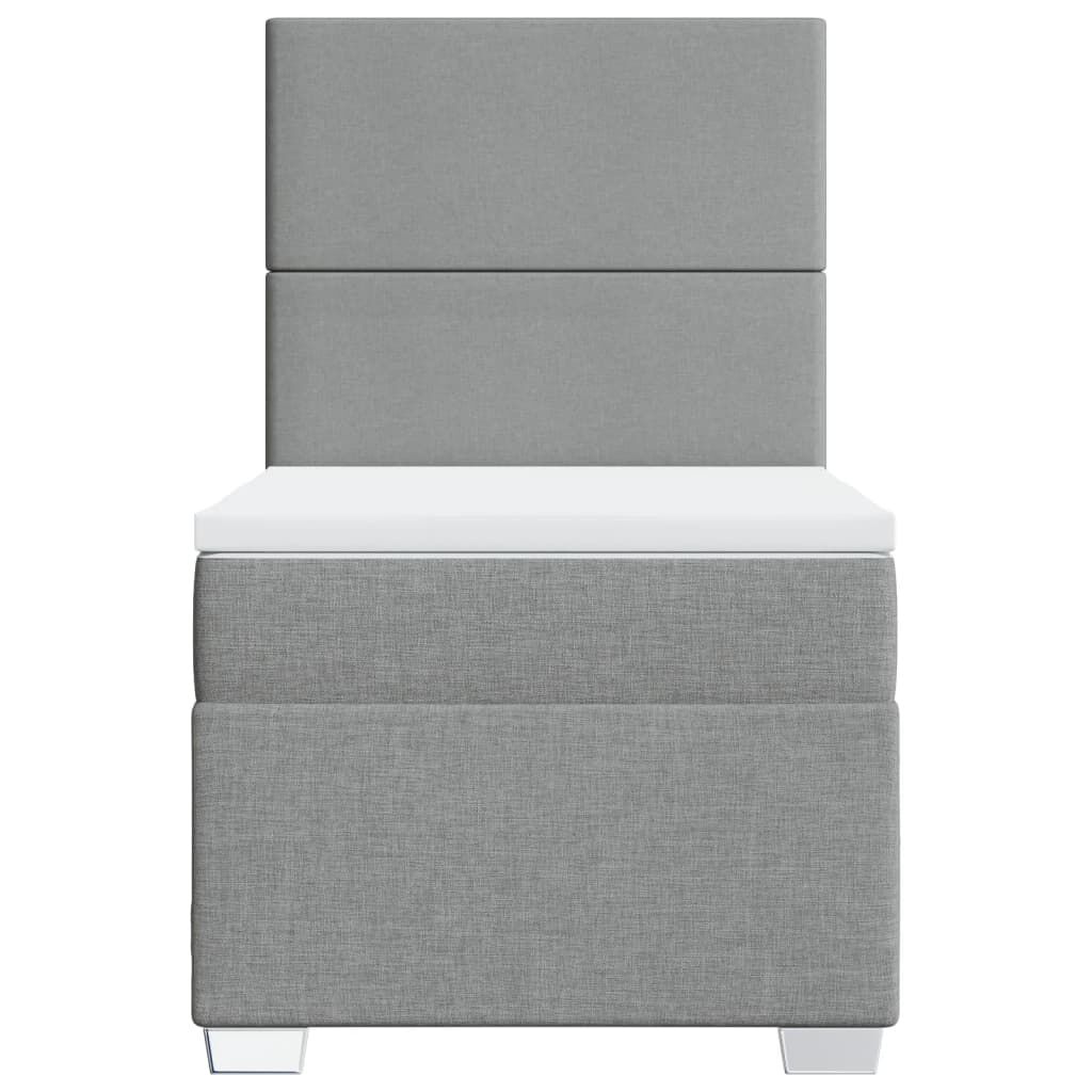 vidaXL Κρεβάτι Boxspring με Στρώμα Ανοιχτό Γκρι 90x200 εκ. Υφασμάτινο