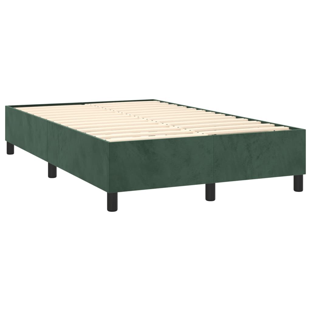 vidaXL Κρεβάτι Boxspring με Στρώμα Σκούρο Πράσινο 120x200εκ. Βελούδινο