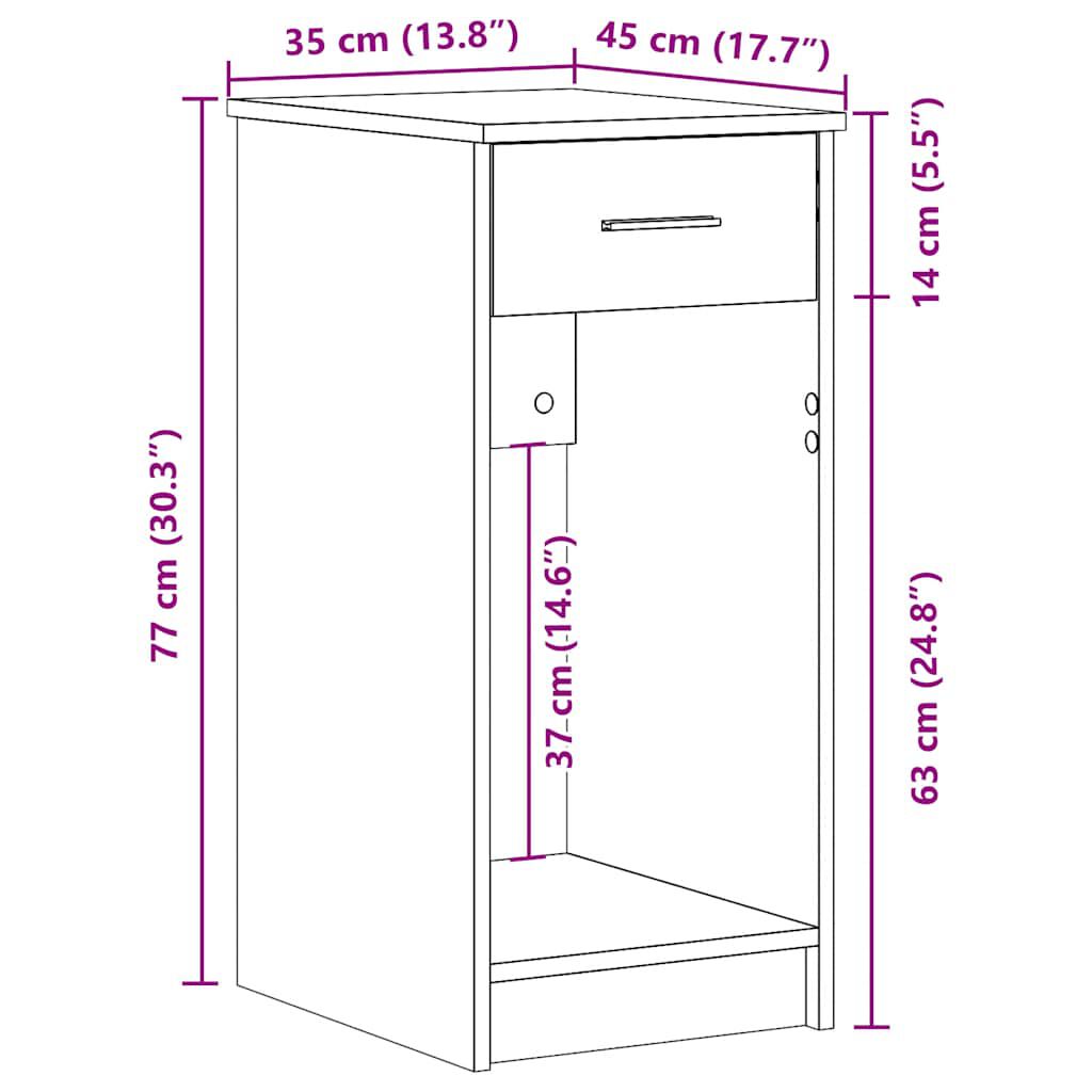 vidaXL Βάση πύργου υπολογιστή με συρτάρι Δρυς sonoma 35x45x77 cm