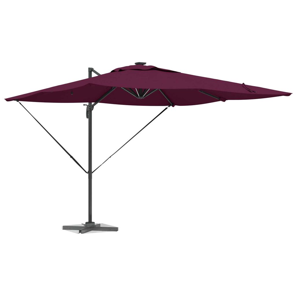 vidaXL Cantilever Roma Παράσολα με LED σε Μπορντό, 286 x 285 x 270 cm, Αλουμίνιο.
