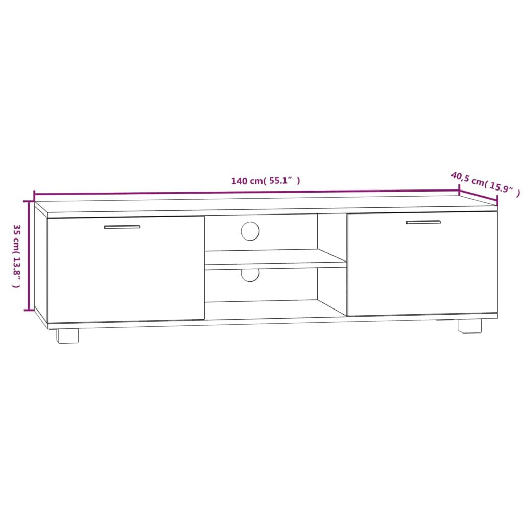 vidaXL Έπιπλο Τηλεόρασης Καφέ Δρυς 140x40,5x35 εκ. Επεξεργ. Ξύλο