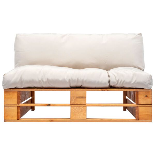 vidaXL Καναπές Κήπου Παλέτες Ξύλο Πεύκου με Μαξιλάρια Χρώμα Άμμου