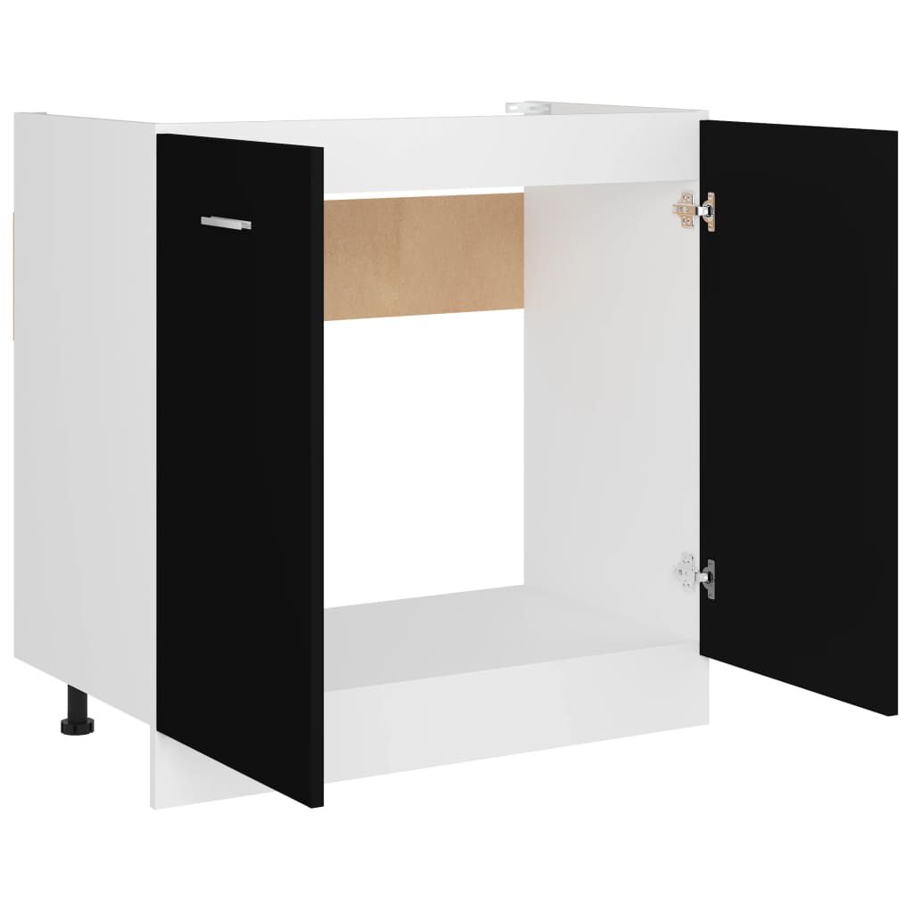 vidaXL Ντουλάπι Νεροχύτη Lyon Μαύρο 80x46x81,5 εκ. Επεξ. Ξύλο