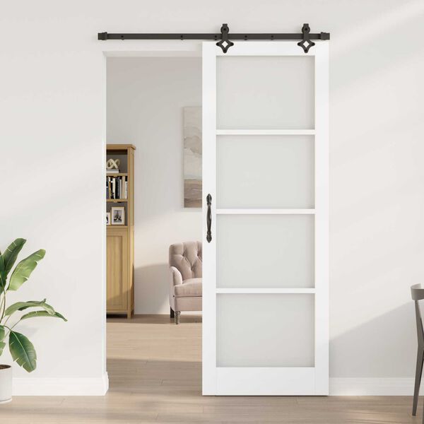 vidaXL Συρόμενη Πόρτα Λευκό 83 x 232 εκ. Ξύλο και μέταλλο