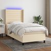 vidaXL &Kappa;&rho;&epsilon;&beta;ά&tau;&iota; Boxspring &mu;&epsilon; &Sigma;&tau;&rho;ώ&mu;&alpha; & LED &Kappa;&rho;&epsilon;&mu; 90x190 &epsilon;&kappa;. &Upsilon;&phi;&alpha;&sigma;&mu;ά&tau;&iota;&nu;&omicron;