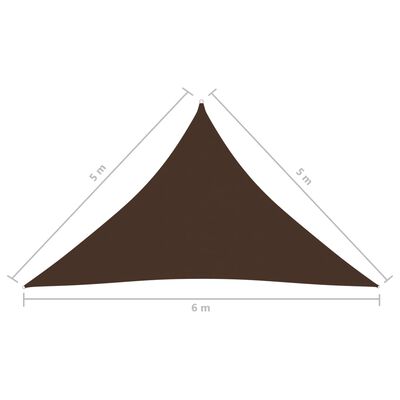 vidaXL Πανί Σκίασης Τρίγωνο Καφέ 5 x 5 x 6 μ. από Ύφασμα Oxford