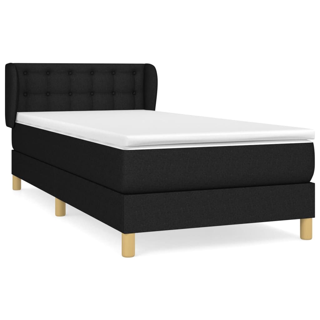 vidaXL Κρεβάτι Boxspring με Στρώμα Μαύρο 100 x 200 εκ. Υφασμάτινο