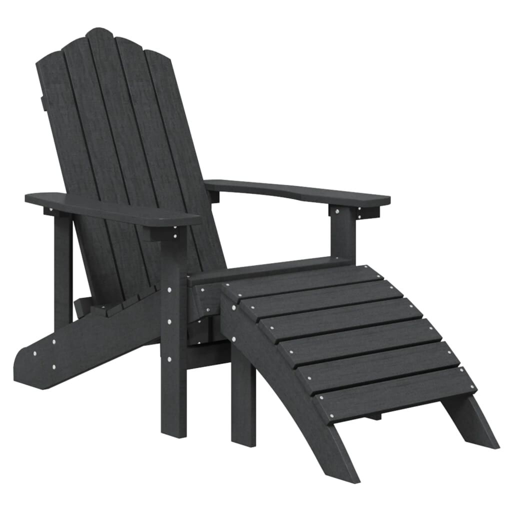 vidaXL Καρέκλες Κήπου Adirondack 2 τεμ. Ανθρακί από HDPE με Υποπόδια