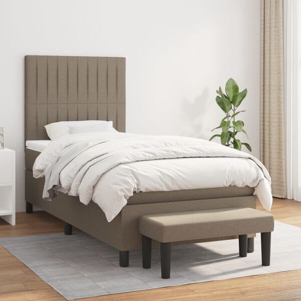 vidaXL &Kappa;&rho;&epsilon;&beta;ά&tau;&iota; Boxspring &mu;&epsilon; &Sigma;&tau;&rho;ώ&mu;&alpha; Taupe 100 x 200 &epsilon;&kappa;. &Upsilon;&phi;&alpha;&sigma;&mu;ά&tau;&iota;&nu;&omicron;