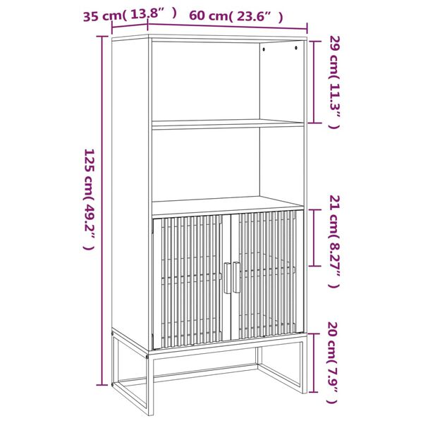 vidaXL Ντουλάπι Μαύρο 60 x 35 x 125 εκ. από Επεξεργασμένο Ξύλο