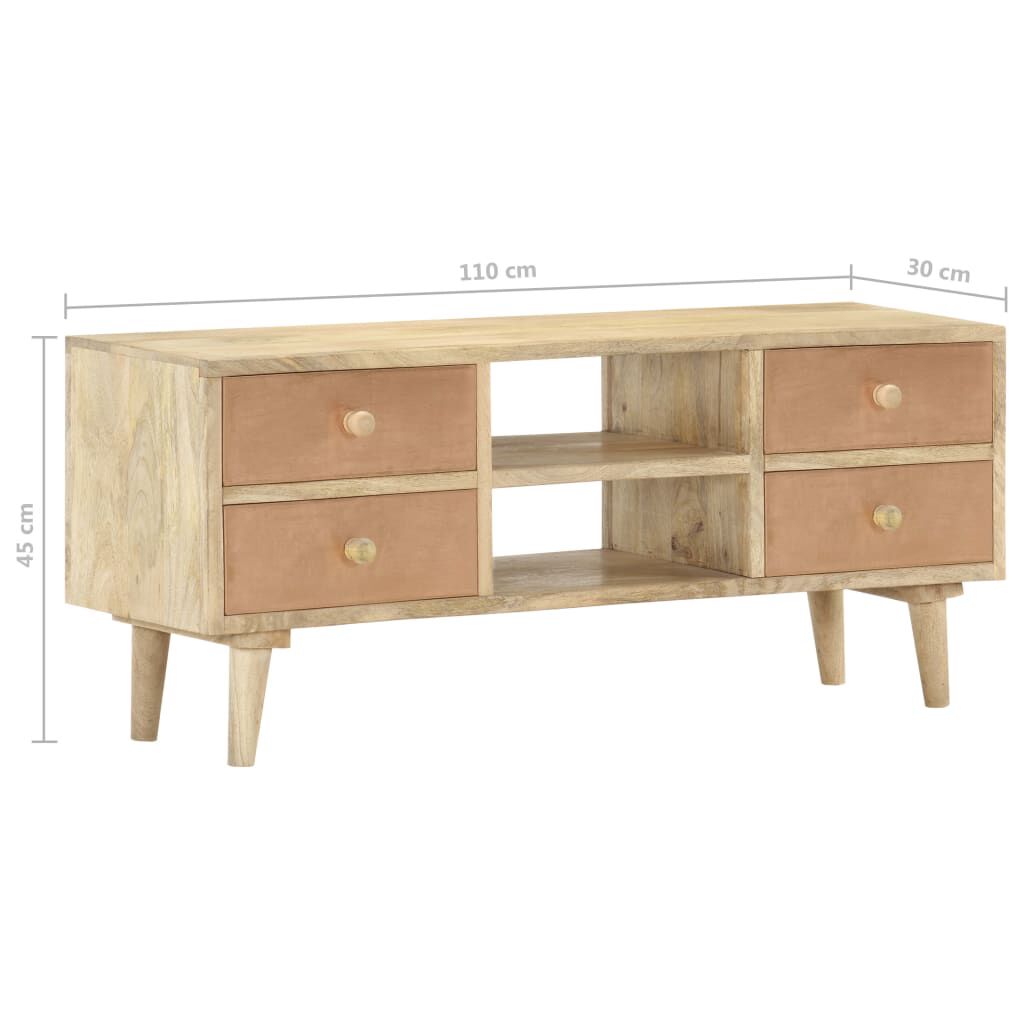 vidaXL Έπιπλο Τηλεόρασης 110 x 30 x 45 εκ. από Μασίφ Ξύλο Μάνγκο
