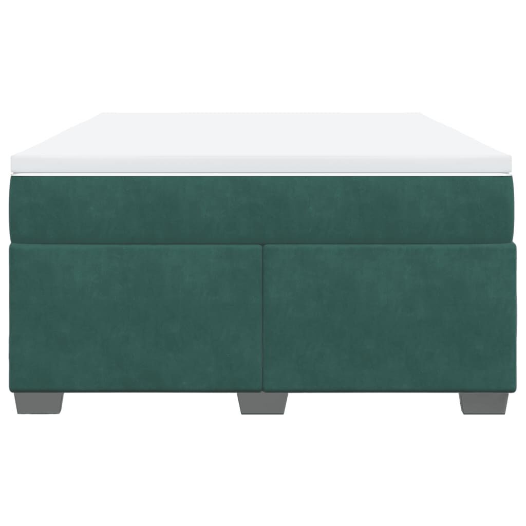 vidaXL Κρεβάτι Boxspring με Στρώμα Σκούρο Πράσινο 160x200εκ. Βελούδινο