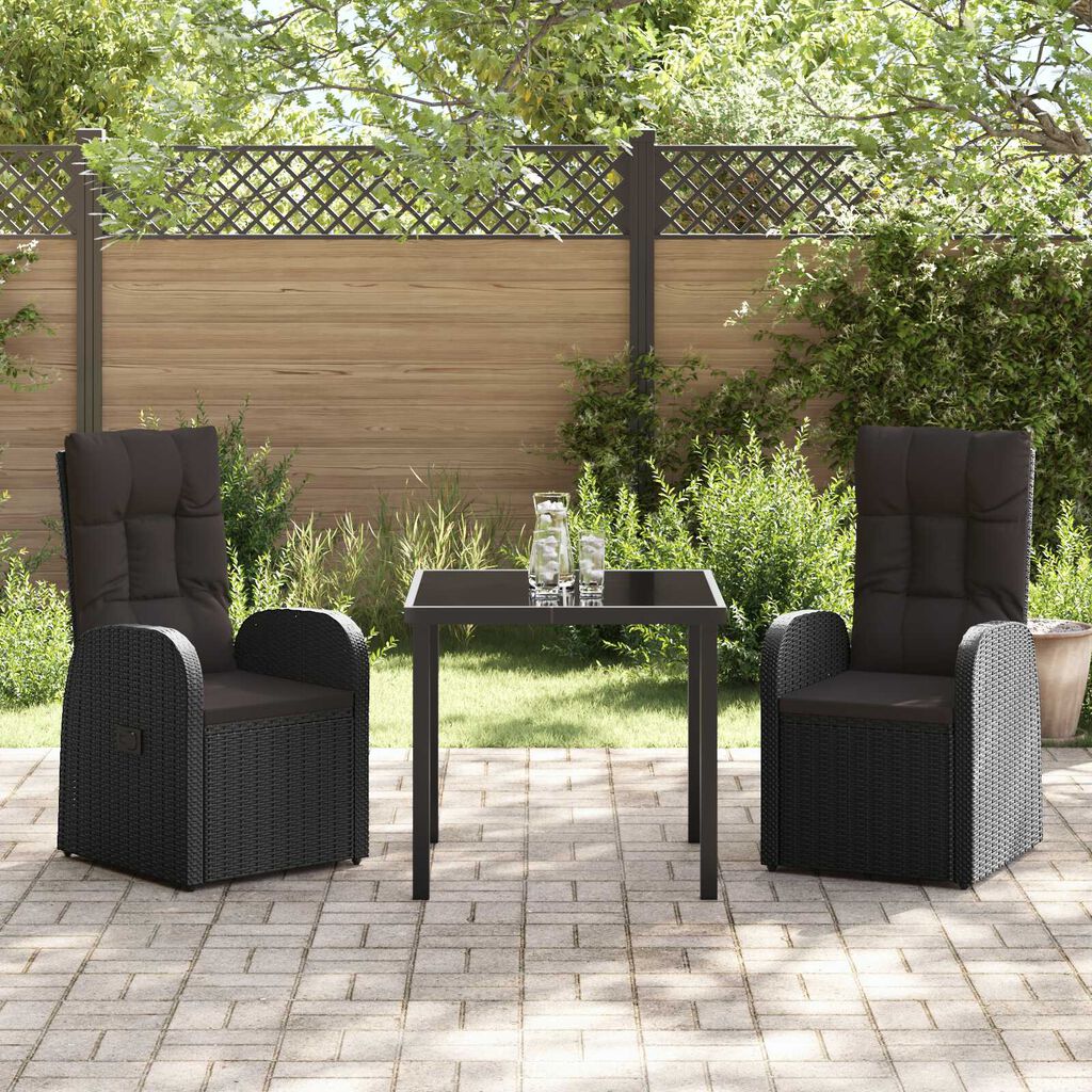 vidaXL Ρυθμιζόμενες Καρέκλες Κήπου 5 pcs Μαύρο 160 x 80 x 73 εκ