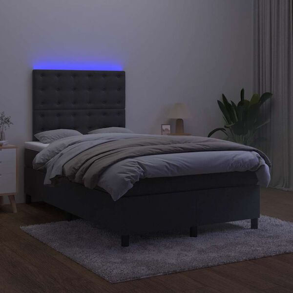 vidaXL &Kappa;&rho;&epsilon;&beta;ά&tau;&iota; Boxspring &mu;&epsilon; &Sigma;&tau;&rho;ώ&mu;&alpha; & LED &Mu;&alpha;ύ&rho;&omicron; 120x190 &epsilon;&kappa;. &Beta;&epsilon;&lambda;&omicron;ύ&delta;&iota;&nu;&omicron;