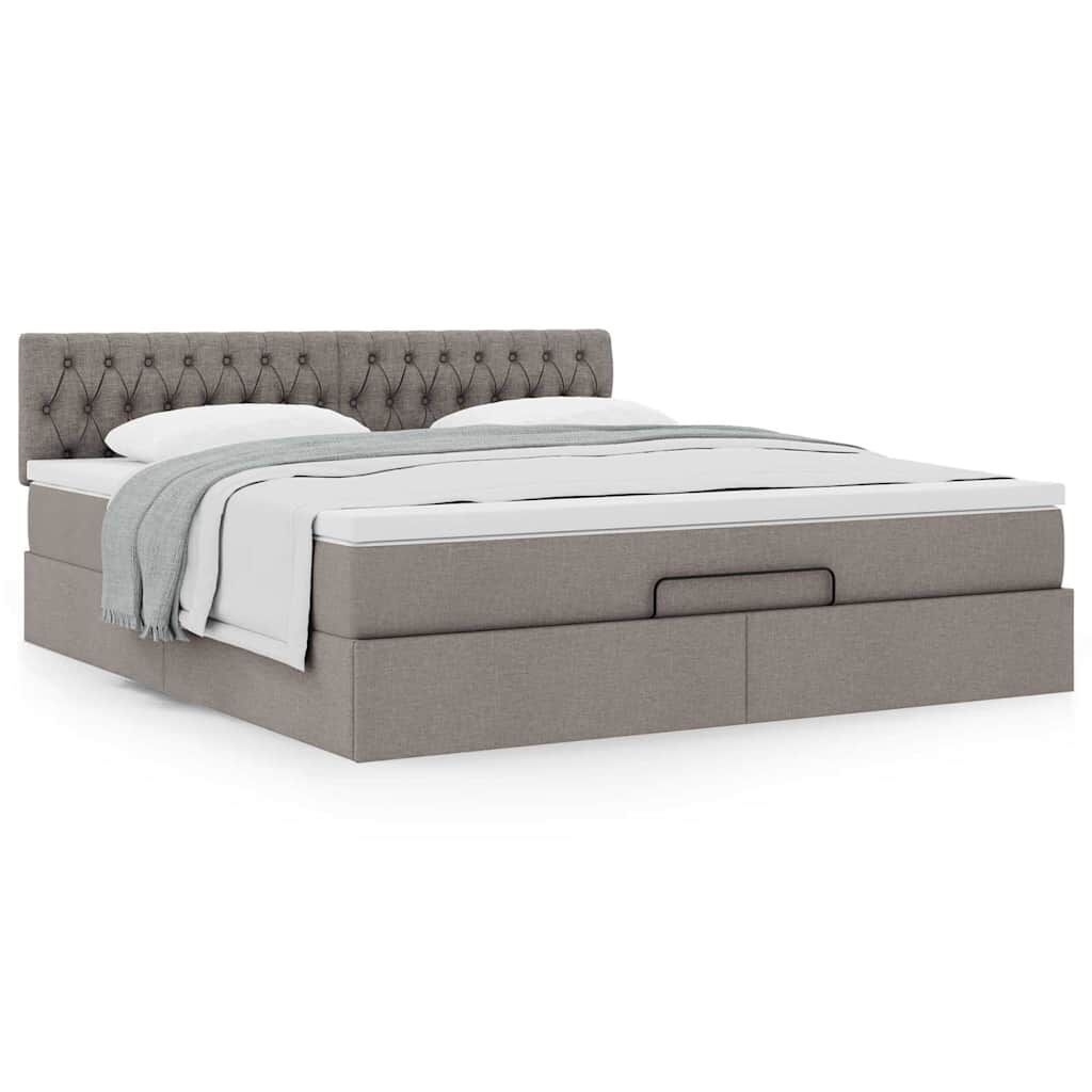 vidaXL Οθωμανικό κρεβάτι με στρώμα Taupe 160x200cm ύφασμα