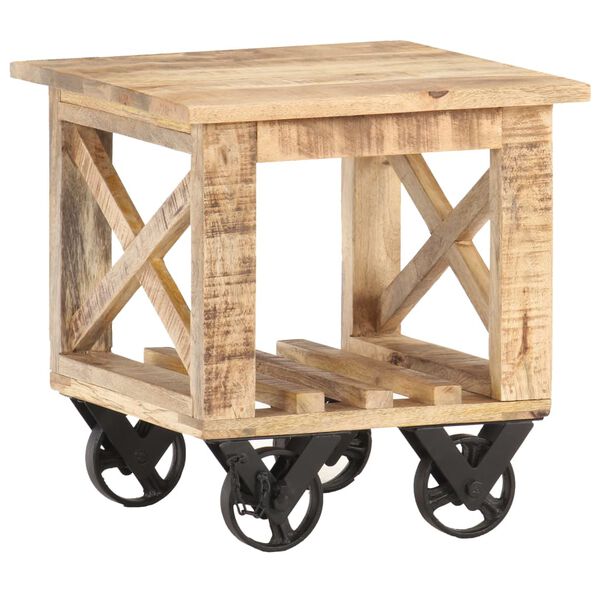 vidaXL Βοηθητικό Τραπέζι με Ρόδες 40x40x42 εκ. Ακατέργαστο Ξύλο Μάνγκο