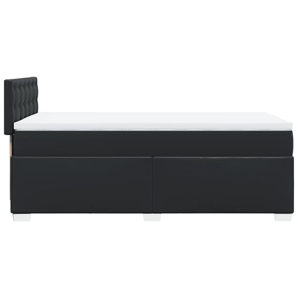vidaXL Κρεβάτι Boxspring με Στρώμα Μαύρο 90x190εκ. από Συνθετικό Δέρμα