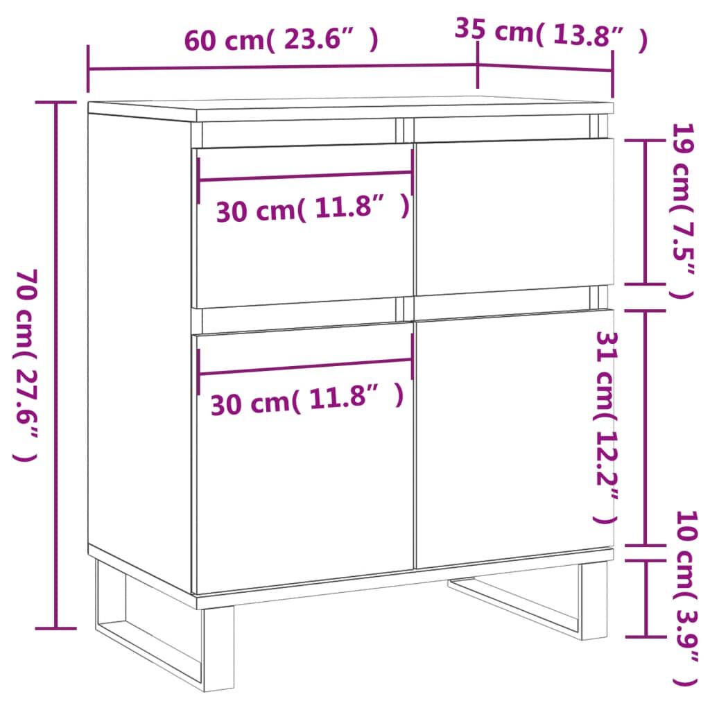vidaXL Ντουλάπι Γκρι Sonoma 60x35x70 εκ. από Επεξεργασμένο Ξύλο