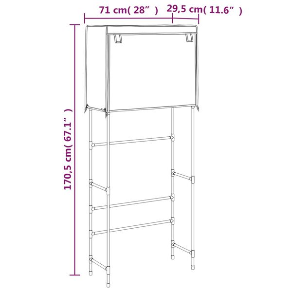 vidaXL Ραφιέρα 2 Επιπέδων για Πλυντήριο Μαύρη 71x29,5x170,5 εκ. Σίδερο