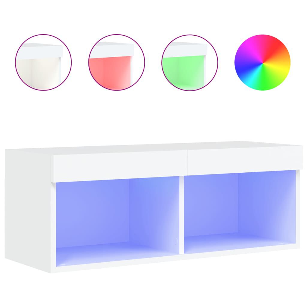 vidaXL Έπιπλο Τηλεόρασης με LED Λευκό 80 x 30 x 30 εκ.