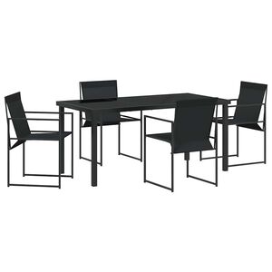 vidaXL &Sigma;έ&tau; &phi;&alpha;&gamma;&eta;&tau;&omicron;ύ &gamma;&iota;&alpha; &kappa;ή&pi;&omicron; 5 pcs &Mu;&alpha;ύ&rho;&omicron; Textilene &kappa;&alpha;&iota; &Chi;ά&lambda;&upsilon;&beta;&alpha;&sigmaf;