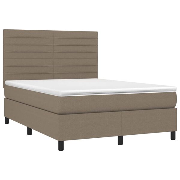 vidaXL Κρεβάτι Boxspring με Στρώμα Taupe 140x200 εκ. Υφασμάτινο