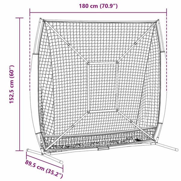 vidaXL Μπέιζμπολ & Σόφτμπολ Μαύρο 180 x 90 x 153 εκ. Πολυεστέρας