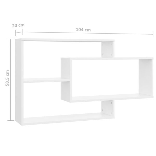 vidaXL Ραφιέρα Τοίχου Λευκή 104 x 20 x 58,5 εκ. από Επεξεργασμένο Ξύλο