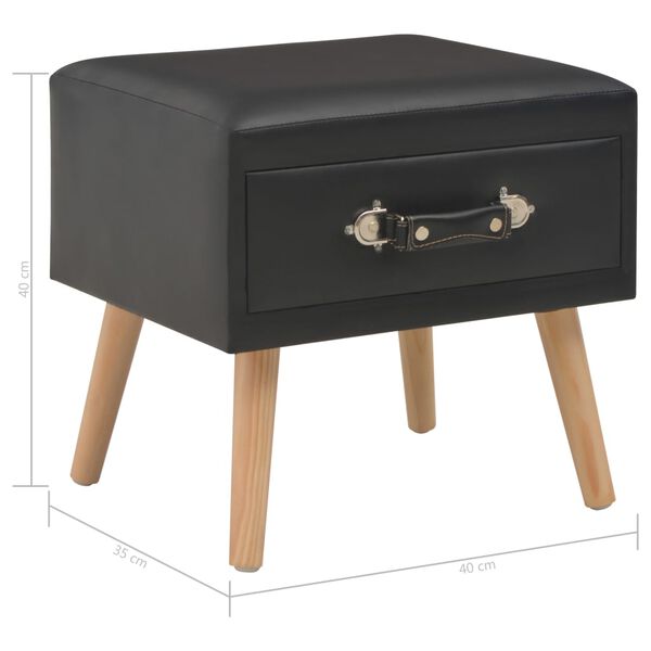 vidaXL Κομοδίνο Μαύρο 40 x 35 x 40 εκ. από Συνθετικό Δέρμα