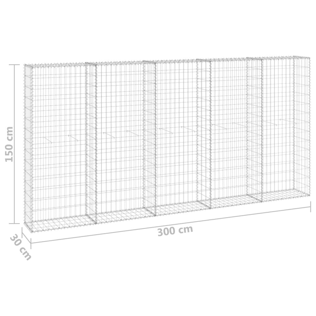 vidaXL Συρματοκιβώτιο Τοίχος 300x30x150 εκ. Γαλβαν.Χάλυβας + Καλύμματα
