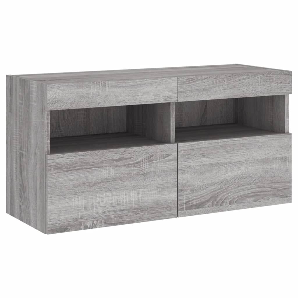 vidaXL Έπιπλο Τοίχου Τηλεόρασης με LED Γκρι Sonoma 80x30x40 εκ.