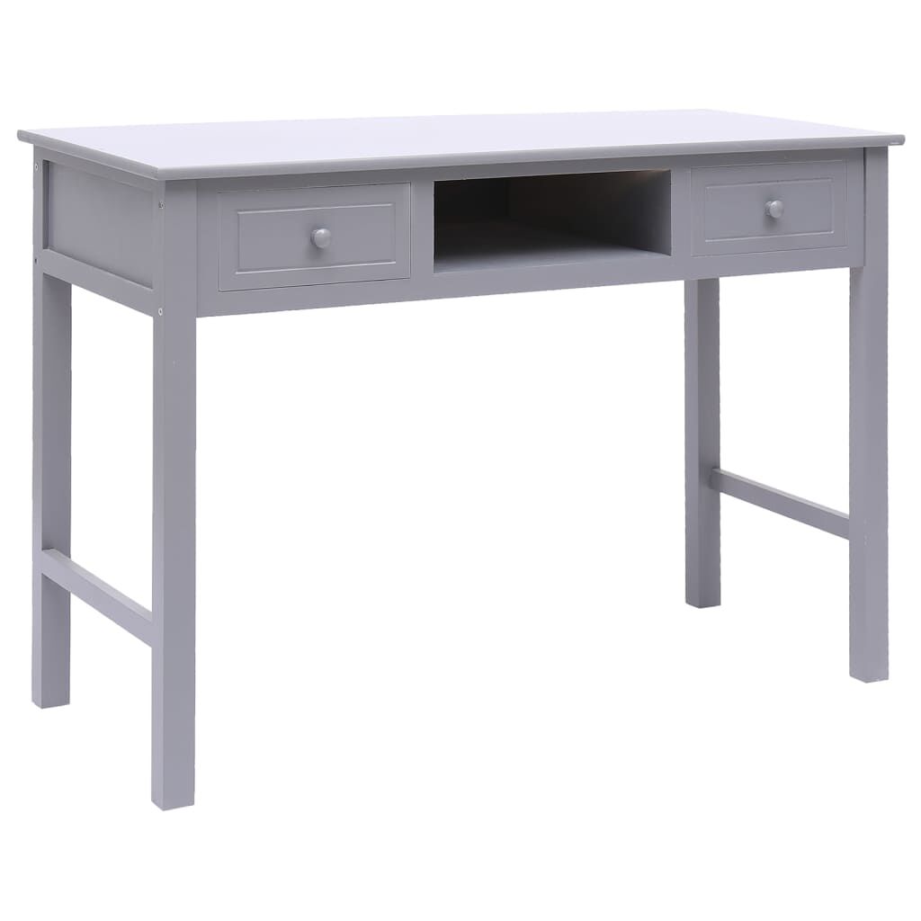 vidaXL Γραφείο Γκρι 108 x 45 x 76 εκ. από Μασίφ Ξύλο Παυλώνιας