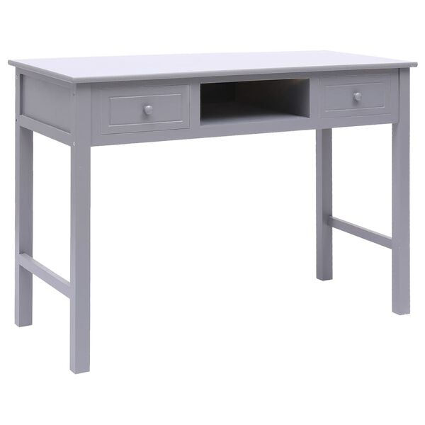 vidaXL Γραφείο Γκρι 108 x 45 x 76 εκ. από Μασίφ Ξύλο Παυλώνιας