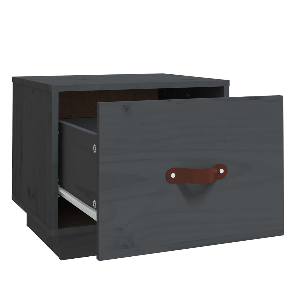 vidaXL Κομοδίνα 2 τεμ. Γκρι 40x34x35 εκ. από Μασίφ Ξύλο Πεύκου