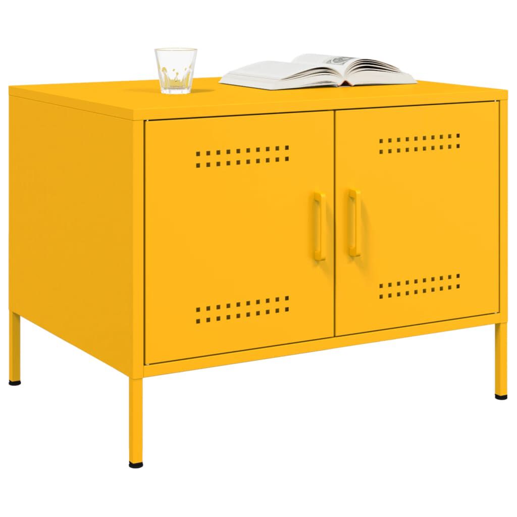vidaXL Τραπέζι Κήπου Κίτρινο Μουσταρδί 68x50x50,5 εκ. Ατσάλινο