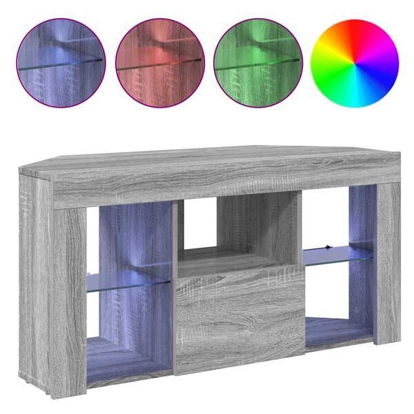 vidaXL Γωνιακός LED Τηλεοπτικός Κάμπινγκ Επιτοίχιο Γκρίζο Σονομα