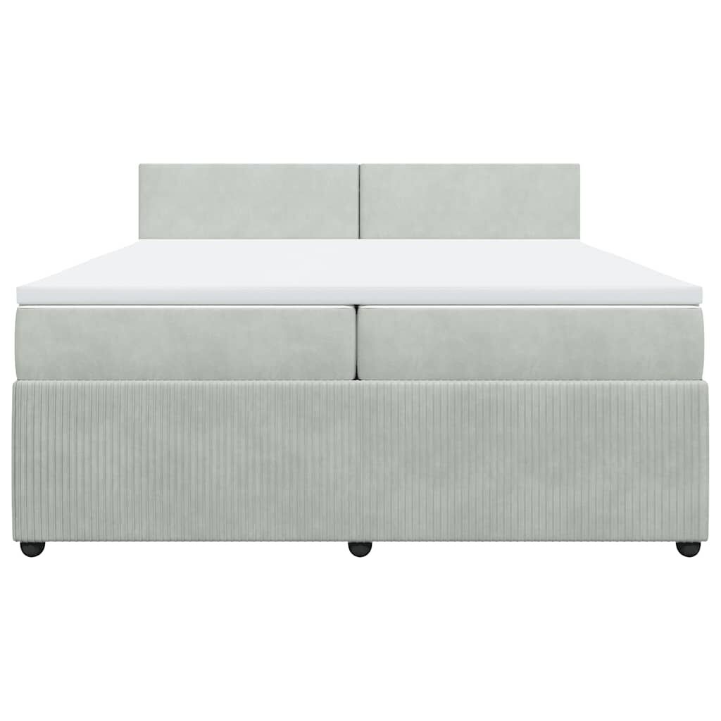 vidaXL Κρεβάτι Boxspring με Στρώμα Ανοιχτό Γκρι 200x200 εκ. Βελούδινο