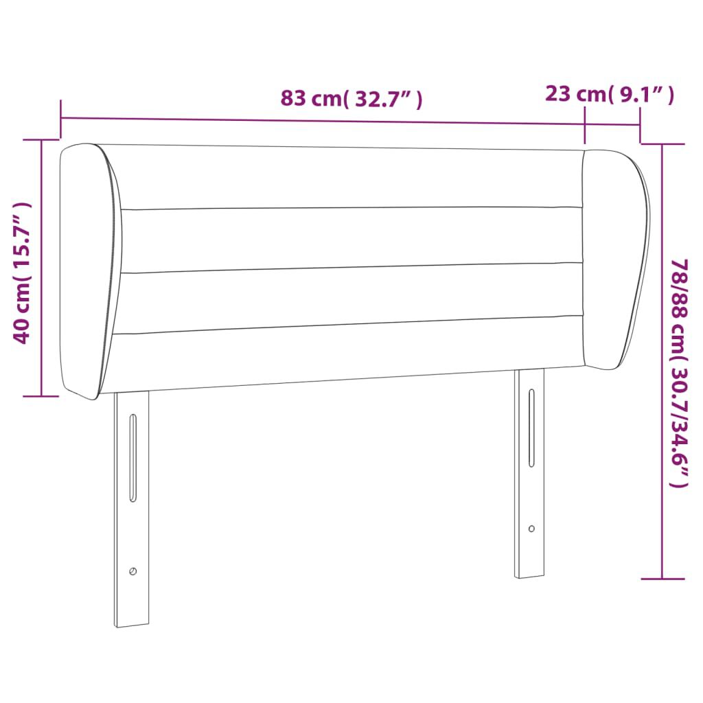 vidaXL Κεφαλάρι με Πτερύγια Σκούρο Γκρι 83x23x78/88 εκ. Βελούδινο